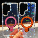 Custodia per telefono antiurto con supporto magnetico IMD a doppia faccia e strass., For Samsung Galaxy A57 5G, For Samsung Galaxy A37 5G