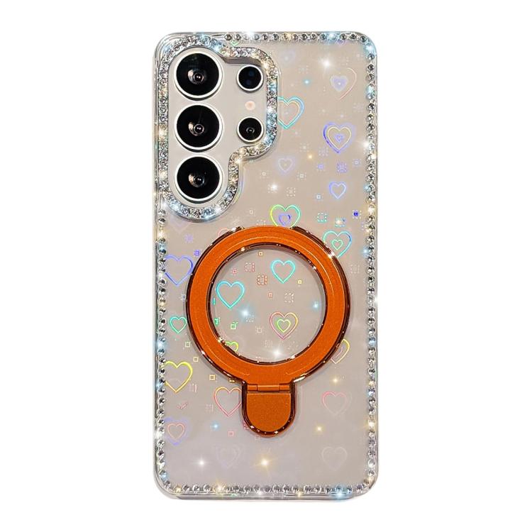 Custodia per telefono antiurto con supporto magnetico IMD a doppia faccia e strass., For Samsung Galaxy S24 Ultra 5G, For Samsung Galaxy S24+ 5G