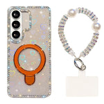 Custodia per telefono antiurto con bracciale e supporto magnetico IMD a doppia faccia con strass, antiurto., For Samsung Galaxy A57 5G, For Samsung Galaxy A37 5G