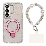 Custodia per telefono antiurto con bracciale e supporto magnetico IMD a doppia faccia con strass, antiurto., For Samsung Galaxy A57 5G, For Samsung Galaxy A37 5G