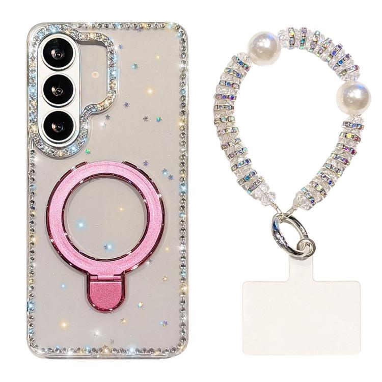 Custodia per telefono antiurto con bracciale e supporto magnetico IMD a doppia faccia con strass, antiurto., For Samsung Galaxy A57 5G, For Samsung Galaxy A37 5G