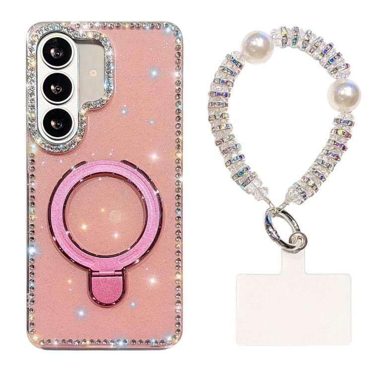 Custodia per telefono antiurto con bracciale e supporto magnetico IMD a doppia faccia con strass, antiurto., For Samsung Galaxy A57 5G, For Samsung Galaxy A37 5G