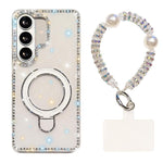 Custodia per telefono antiurto con bracciale e supporto magnetico IMD a doppia faccia con strass, antiurto., For Samsung Galaxy S26 5G, For Samsung Galaxy S25 FE 5G
