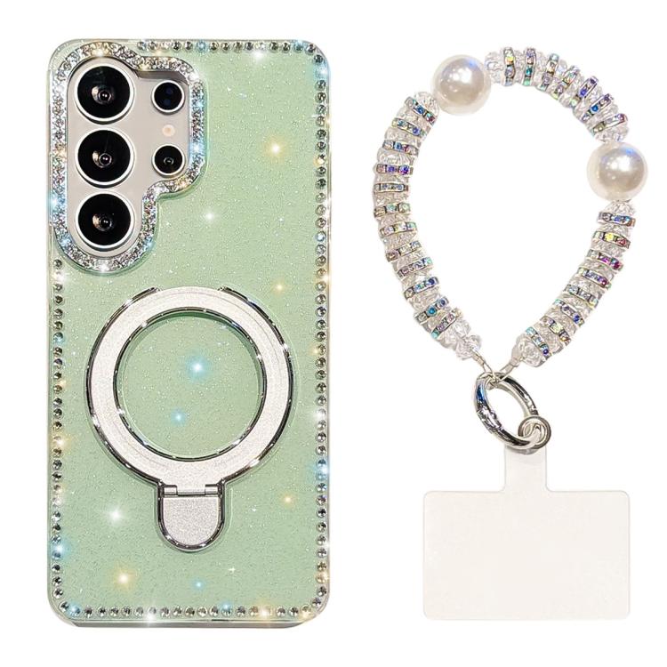 Custodia per telefono antiurto con bracciale e supporto magnetico IMD a doppia faccia con strass, antiurto., For Samsung Galaxy S25 Ultra 5G, For Samsung Galaxy S24 FE 5G
