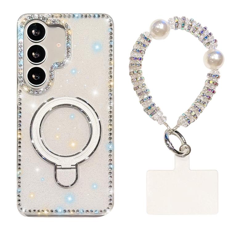 Custodia per telefono antiurto con bracciale e supporto magnetico IMD a doppia faccia con strass, antiurto., For Samsung Galaxy S25 Ultra 5G, For Samsung Galaxy S24 FE 5G
