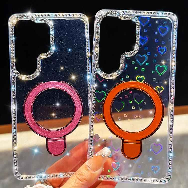 Custodia per telefono antiurto con bracciale e supporto magnetico IMD a doppia faccia con strass, antiurto., For Samsung Galaxy S25 5G, For Samsung Galaxy S25+ 5G