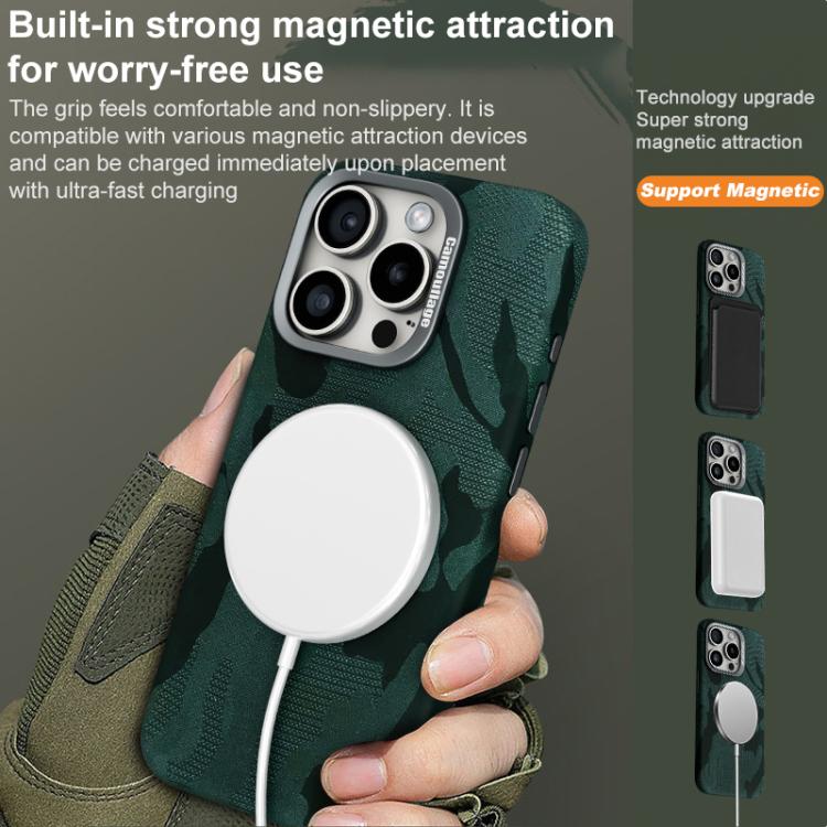 Custodia per telefono magnetica antiurto con copertura totale mimetica, For iPhone 15 Pro Max, For iPhone 15 Pro, For iPhone 15 Plus / 14 Plus, For iPhone 15