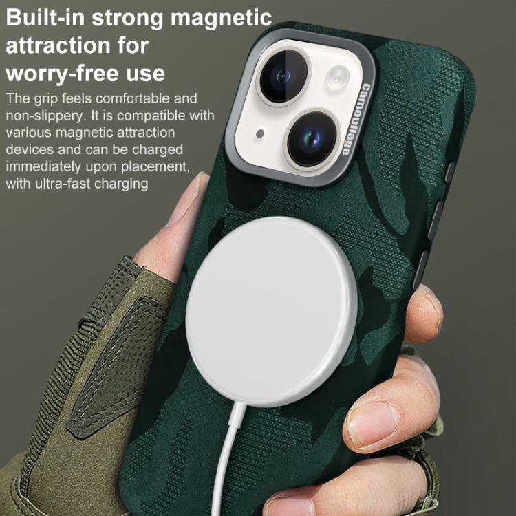 Custodia per telefono magnetica antiurto con copertura totale mimetica, For iPhone 14 / 13, For iPhone 14 Pro, For iPhone 14 Pro Max, For iPhone 13 Pro Max