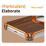 Custodia magnetica cava senza cornice in legno di noce con supporto girevole per telefono, For iPhone 17 Pro Max, For iPhone 17 Pro