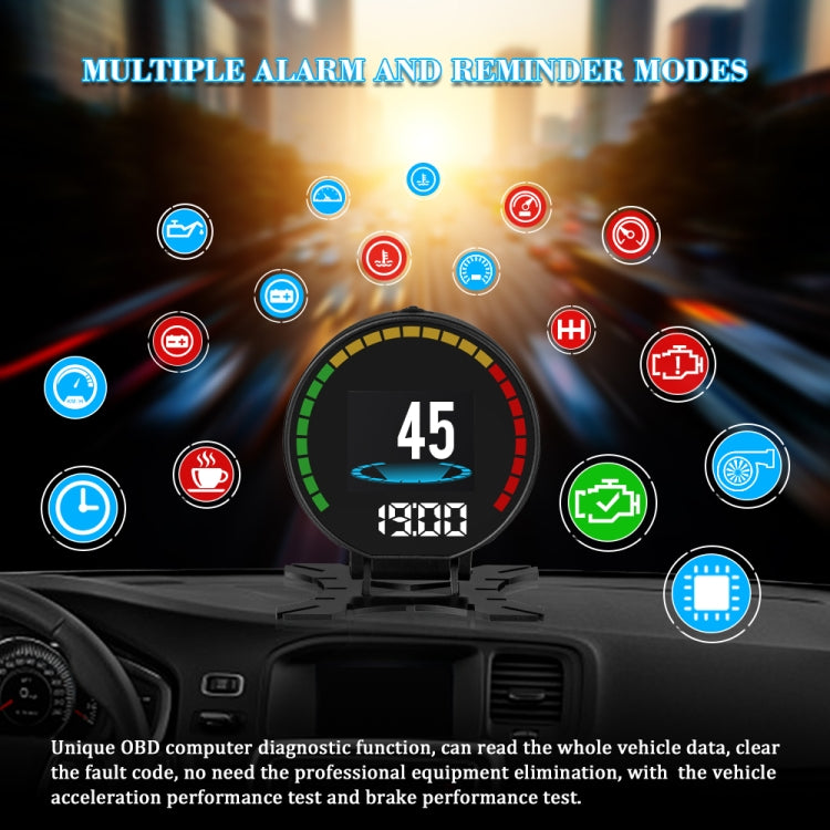 P15 OBD2 Car HUD Head-up Display Temperatura dell'acqua/Velocità/Voltaggio del veicolo, P15