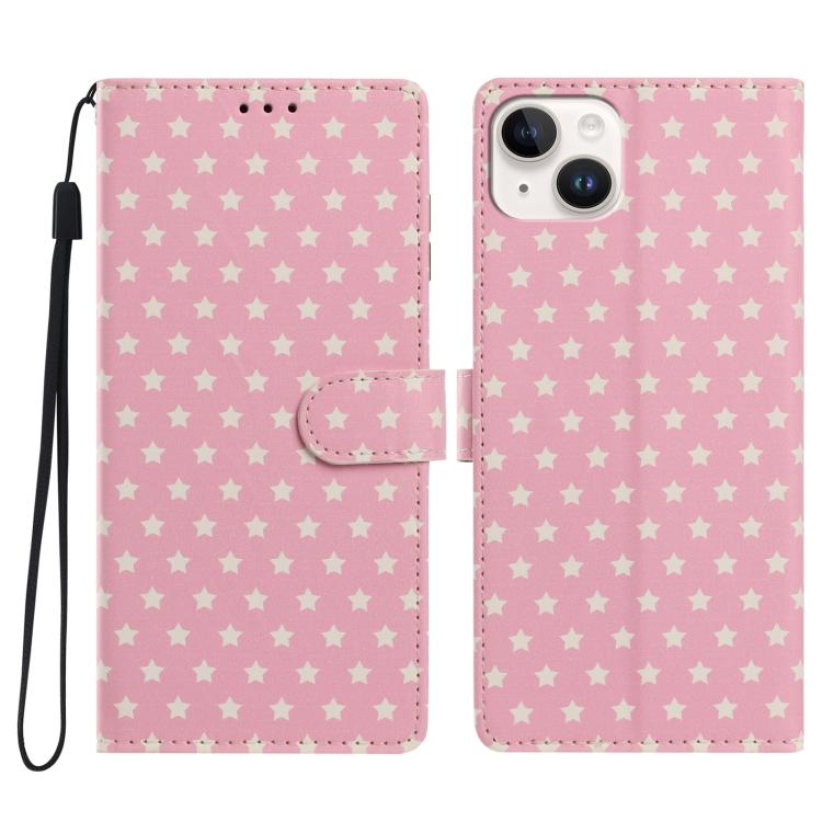Custodia per telefono in ecopelle con fibbia magnetica a stella e cinturino da polso., For iPhone 15, For iPhone 14 Plus, For iPhone 14, For iPhone 14 Pro