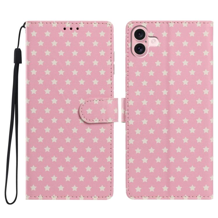 Custodia per telefono in ecopelle con fibbia magnetica a stella e cinturino da polso., For iPhone 16, For iPhone 15 Pro Max, For iPhone 15 Pro, For iPhone 15 Plus
