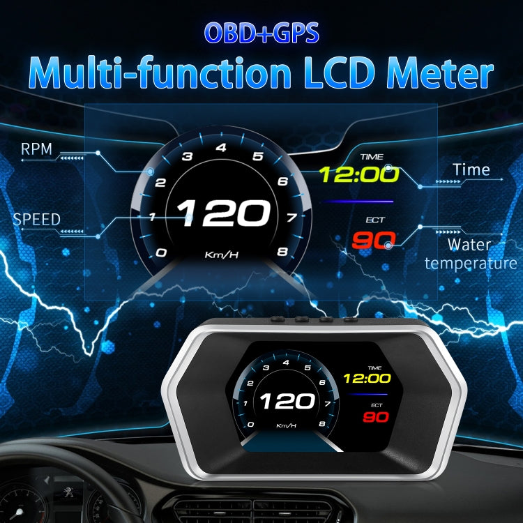 P17 Car HUD Head-up Display GPS Misuratore di velocità Auto OBD2 Codice di eliminazione guasti, P17
