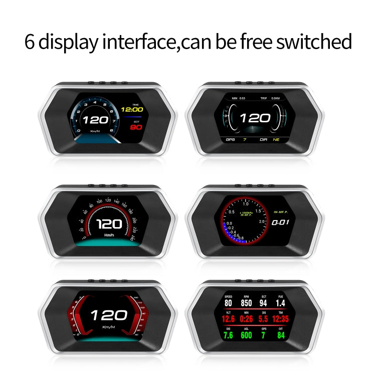 P17 Car HUD Head-up Display GPS Misuratore di velocità Auto OBD2 Codice di eliminazione guasti, P17