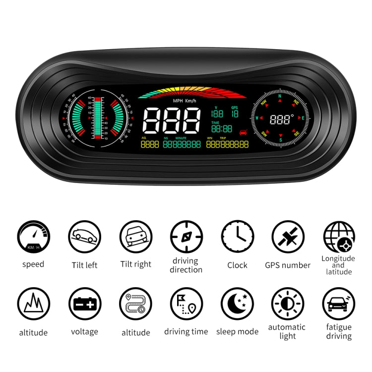 P18 GPS Car HUD Head-up Display Velocità/Tensione/Chilometraggio del veicolo, P18