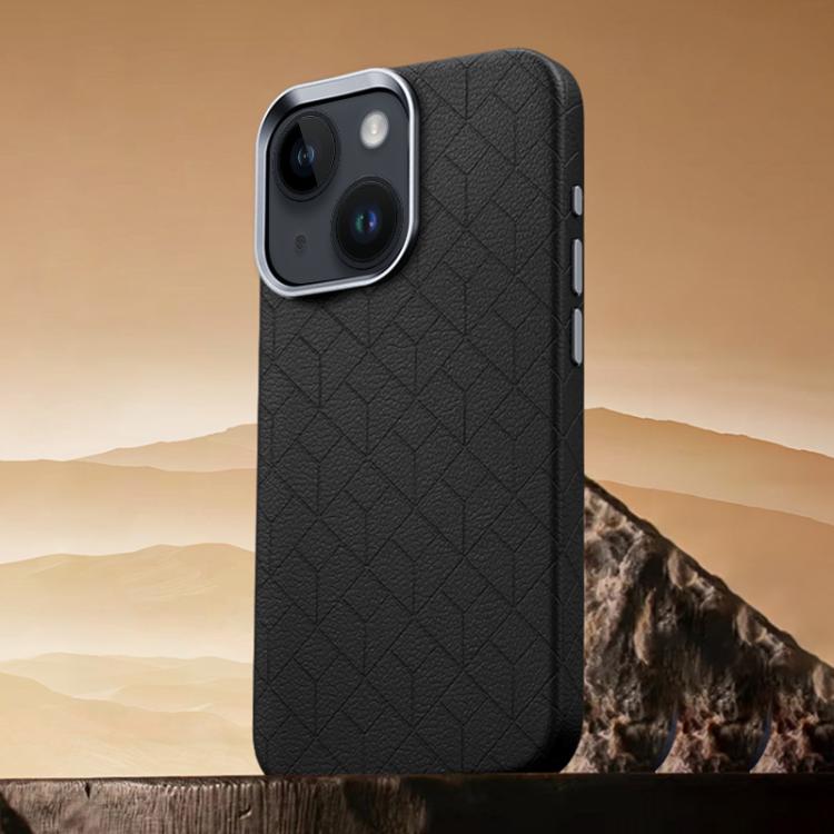 Custodia magnetica per telefono con motivo a griglia in rilievo della serie Cubo di Rubik, For iPhone 15 Pro, For iPhone 15 Plus / 14 Plus, For iPhone 15, For iPhone 14 / 13