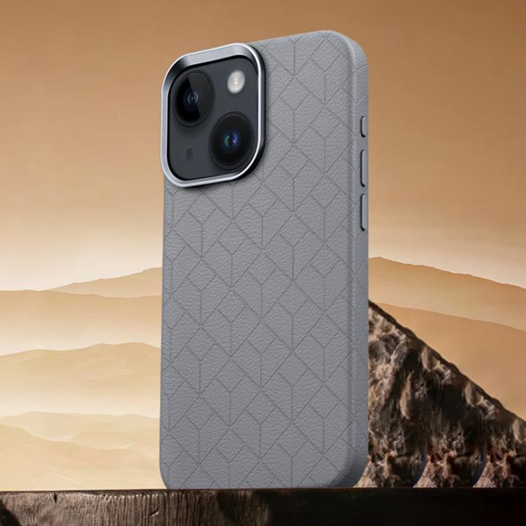 Custodia magnetica per telefono con motivo a griglia in rilievo della serie Cubo di Rubik, For iPhone 15 Pro, For iPhone 15 Plus / 14 Plus, For iPhone 15, For iPhone 14 / 13