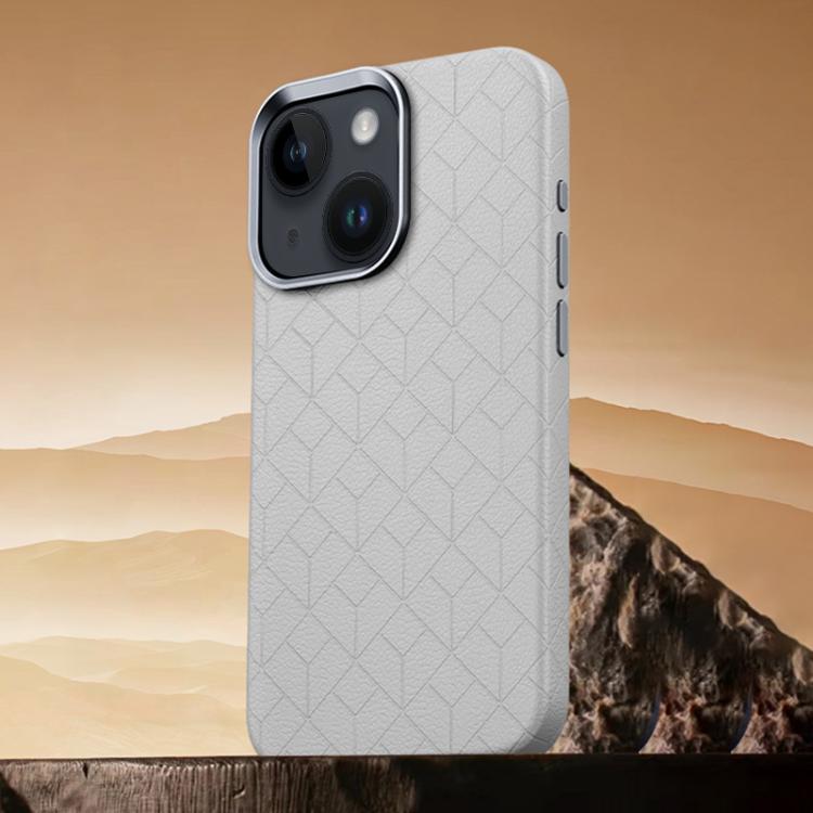 Custodia magnetica per telefono con motivo a griglia in rilievo della serie Cubo di Rubik, For iPhone 15 Pro, For iPhone 15 Plus / 14 Plus, For iPhone 15, For iPhone 14 / 13