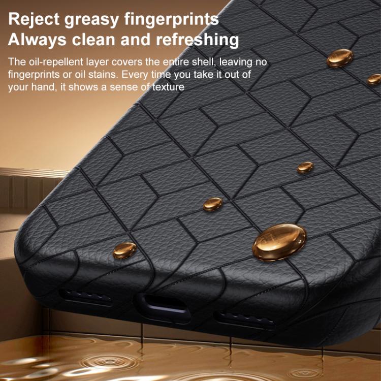 Custodia magnetica per telefono con motivo a griglia in rilievo della serie Cubo di Rubik, For iPhone 15 Pro, For iPhone 15 Plus / 14 Plus, For iPhone 15, For iPhone 14 / 13