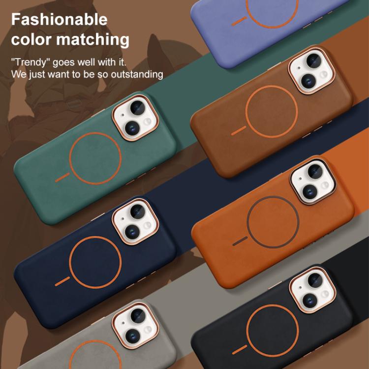Custodia per PC in pelle di elefante con copertura totale e chiusura magnetica in microfibra., For iPhone 15 Plus / 14 Plus, For iPhone 15, For iPhone 14 / 13