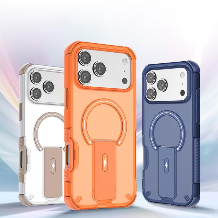 Custodia per telefono con supporto magnetico, effetto pelle traslucida., For iPhone 17 Pro Max, For iPhone 17 Pro