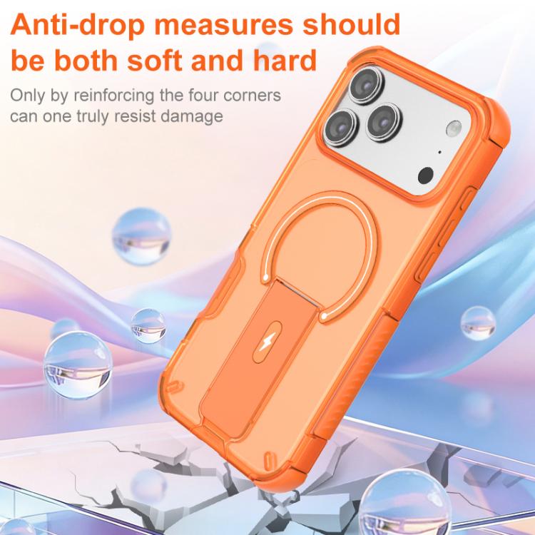 Custodia per telefono con supporto magnetico, effetto pelle traslucida., For iPhone 17 Pro Max, For iPhone 17 Pro