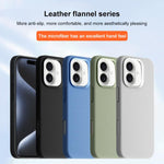 Custodia per telefono magnetica a copertura totale con texture in flanella, For iPhone 16 Plus, For iPhone 16