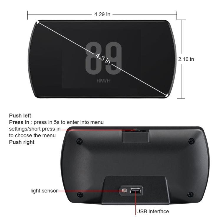 T800 Car HUD Head-up Display Visualizzazione velocità GPS Allarme velocità/tensione Visualizzazione altitudine, T800
