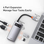 Baseus Metallic Glow Series CAHUB-CY0G 4 in 1 Multifunctional Type-C HUB Docking Station