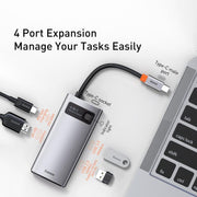 Baseus Metallic Glow Series CAHUB-CY0G 4 in 1 Multifunctional Type-C HUB Docking Station