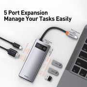 Baseus Metallic Glow Series CAHUB-CX0G 5 in 1 Multifunctional Type-C HUB Docking Station
