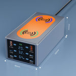 Stazione di ricarica da tavolo intelligente multiporta da 220 W con doppia funzione di ricarica wireless da 15 W, AU Plug, EU Plug, UK Plug, US Plug