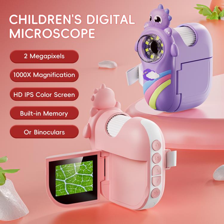 Microscopio digitale per bambini a tema dinosauri Inskam 362 con display da 2 pollici e 2 MP., inskam362