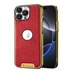 Custodia per telefono Palida in ecopelle vegana antiurto con finitura elettrolitica in stile Mecha., For iPhone 16 Pro Max, For iPhone 16 Pro, For iPhone 16, For iPhone 15 Pro Max