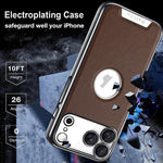Custodia per telefono Palida in ecopelle vegana antiurto con finitura elettrolitica in stile Mecha., For iPhone 17 Pro Max, For iPhone 17 Pro, For iPhone 17, For iPhone Air