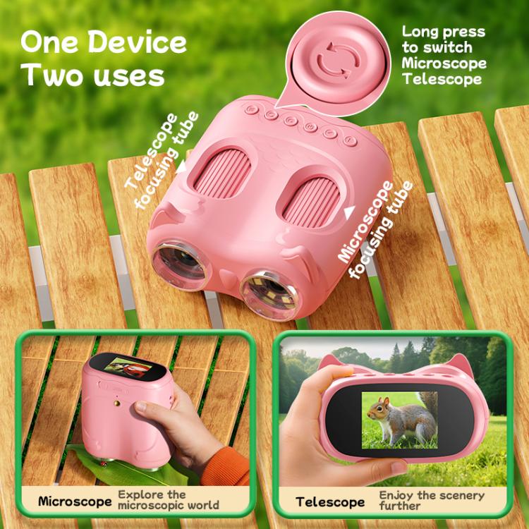 Microscopio digitale e telescopio binoculare 2 in 1 per bambini Inskam 387 con display da 2 MP e 2 pollici., inskam387
