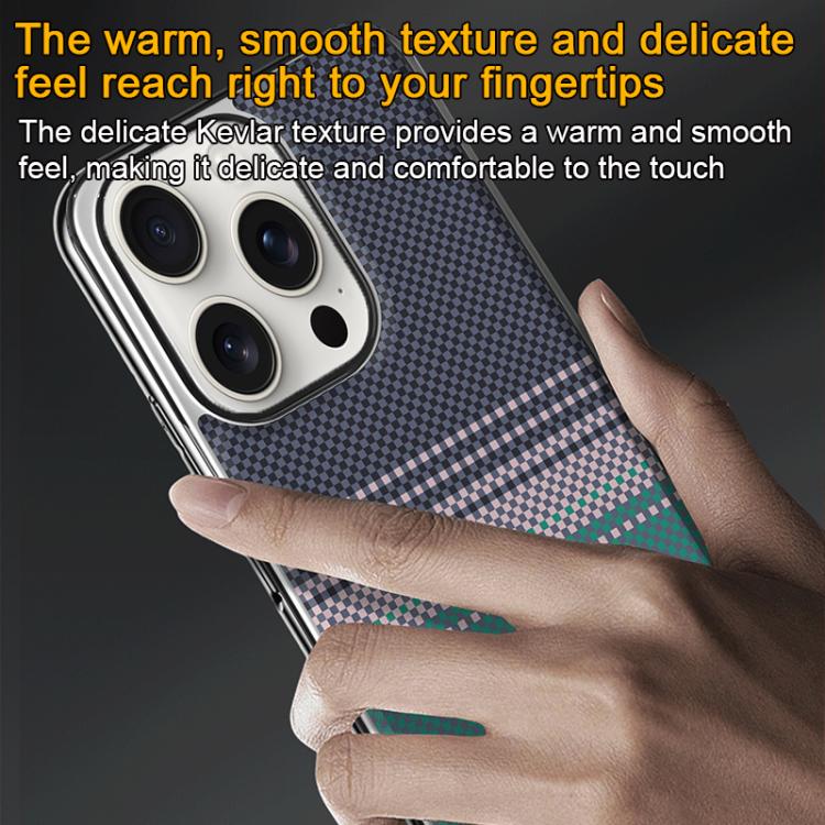 Custodia per telefono Palida con texture in Kevlar elettrolitico antiurto., For iPhone 14 Plus, For iPhone 14, For iPhone 14 Pro, For iPhone 14 Pro Max, For iPhone 13 Pro Max, For iPhone 13 Pro