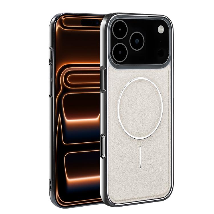 Cornice galvanizzata in ecopelle, custodia magnetica antiurto per telefono., For iPhone 17 Pro Max, For iPhone 17 Pro, For iPhone 17, For iPhone 16 Pro Max