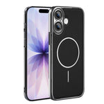 Cornice galvanizzata in ecopelle, custodia magnetica antiurto per telefono., For iPhone 17 Pro Max, For iPhone 17 Pro, For iPhone 17, For iPhone 16 Pro Max