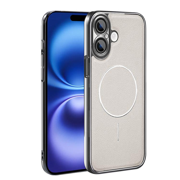 Cornice galvanizzata in ecopelle, custodia magnetica antiurto per telefono., For iPhone 16 Pro, For iPhone 16 Plus, For iPhone 16, For iPhone 15 Pro Max