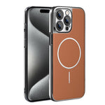 Cornice galvanizzata in ecopelle, custodia magnetica antiurto per telefono., For iPhone 15 Pro, For iPhone 15 Plus, For iPhone 15, For iPhone 14 Plus
