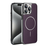Cornice galvanizzata in ecopelle, custodia magnetica antiurto per telefono., For iPhone 15 Pro, For iPhone 15 Plus, For iPhone 15, For iPhone 14 Plus