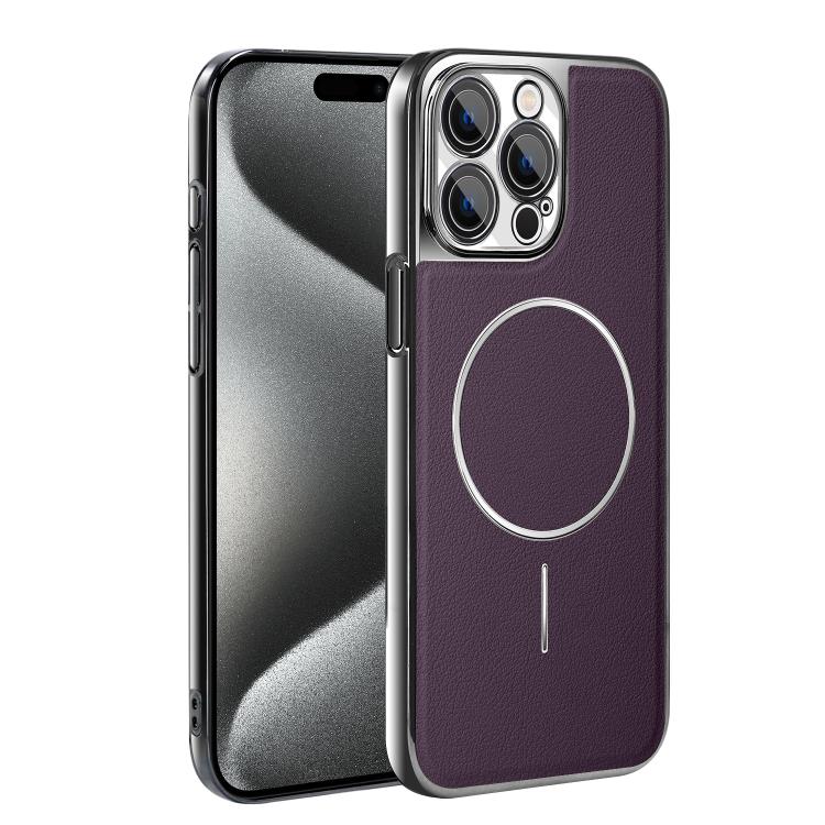 Cornice galvanizzata in ecopelle, custodia magnetica antiurto per telefono., For iPhone 15 Pro, For iPhone 15 Plus, For iPhone 15, For iPhone 14 Plus