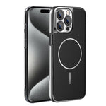 Cornice galvanizzata in ecopelle, custodia magnetica antiurto per telefono., For iPhone 15 Pro, For iPhone 15 Plus, For iPhone 15, For iPhone 14 Plus