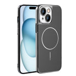 Cornice galvanizzata in ecopelle, custodia magnetica antiurto per telefono., For iPhone 15 Pro, For iPhone 15 Plus, For iPhone 15, For iPhone 14 Plus