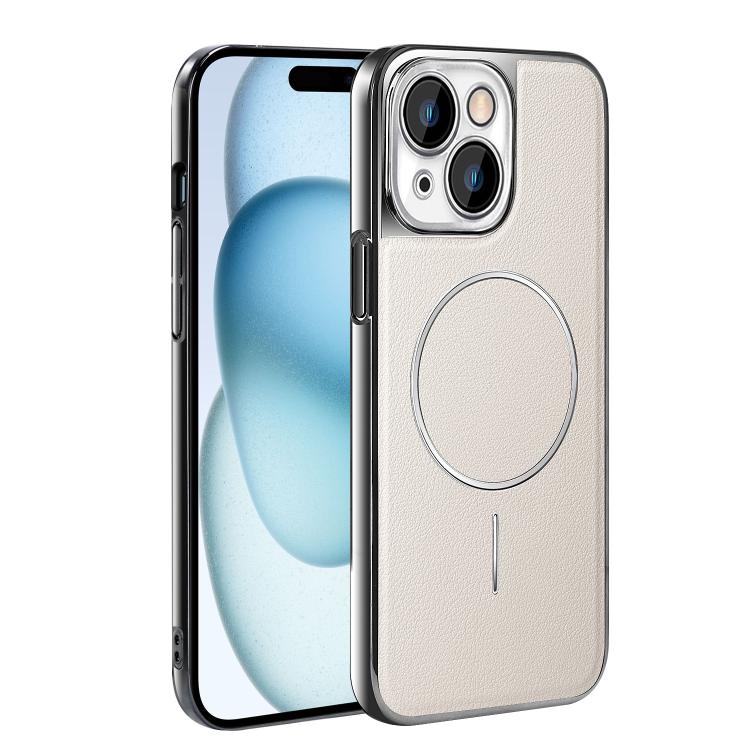 Cornice galvanizzata in ecopelle, custodia magnetica antiurto per telefono., For iPhone 15 Pro, For iPhone 15 Plus, For iPhone 15, For iPhone 14 Plus