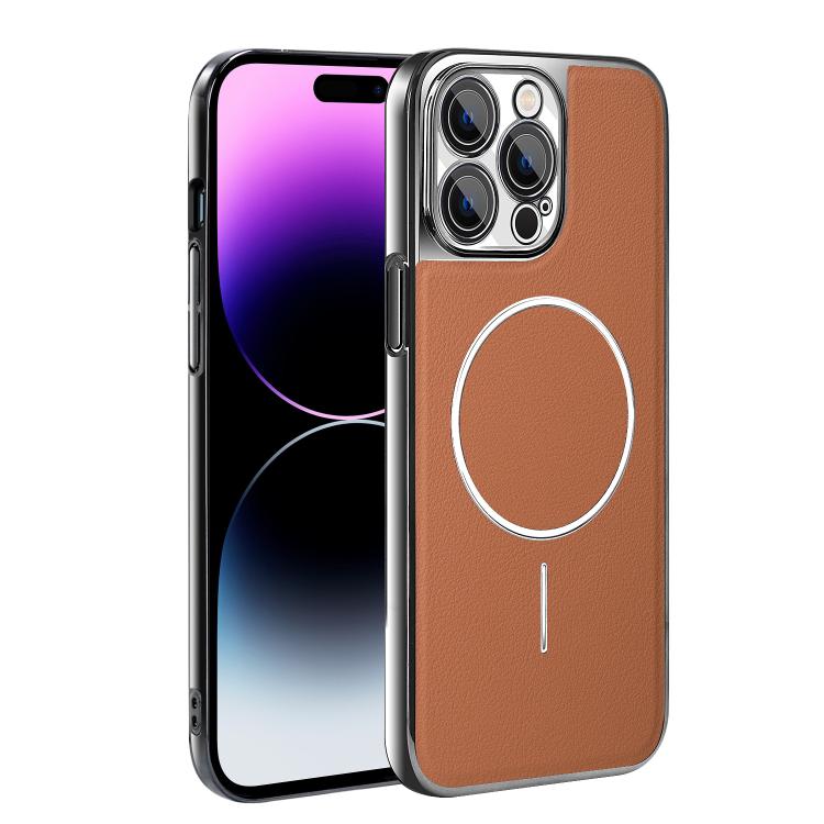 Cornice galvanizzata in ecopelle, custodia magnetica antiurto per telefono., For iPhone 14, For iPhone 14 Pro, For iPhone 14 Pro Max, For iPhone 13 Pro Max