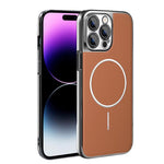 Cornice galvanizzata in ecopelle, custodia magnetica antiurto per telefono., For iPhone 14, For iPhone 14 Pro, For iPhone 14 Pro Max, For iPhone 13 Pro Max