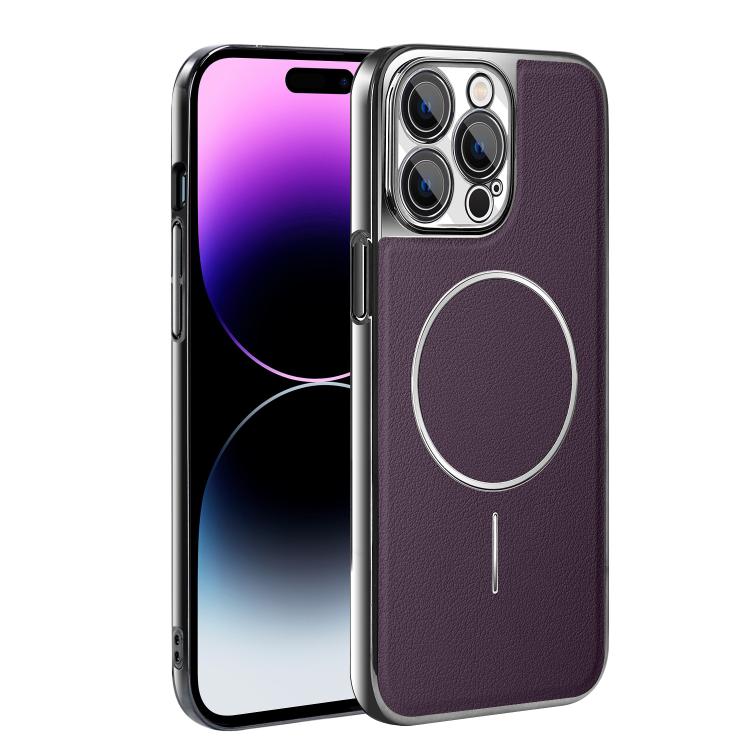 Cornice galvanizzata in ecopelle, custodia magnetica antiurto per telefono., For iPhone 14, For iPhone 14 Pro, For iPhone 14 Pro Max, For iPhone 13 Pro Max