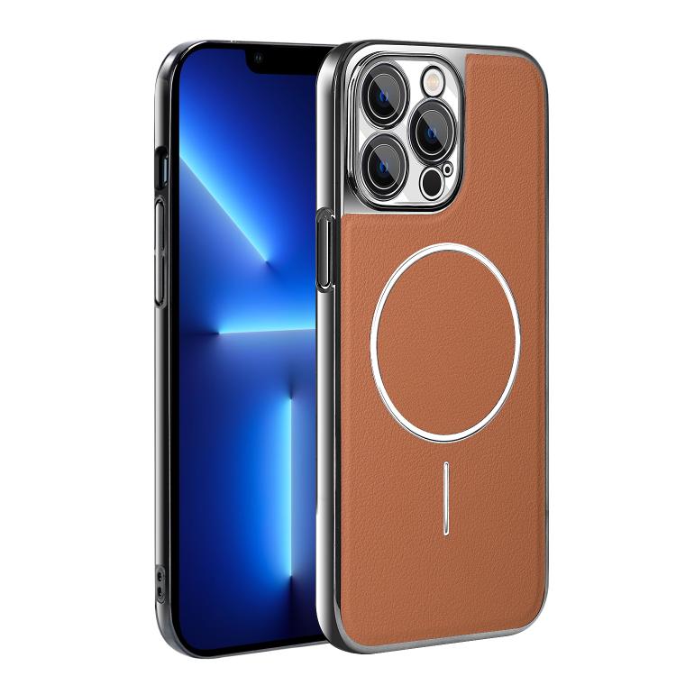 Cornice galvanizzata in ecopelle, custodia magnetica antiurto per telefono., For iPhone 14, For iPhone 14 Pro, For iPhone 14 Pro Max, For iPhone 13 Pro Max
